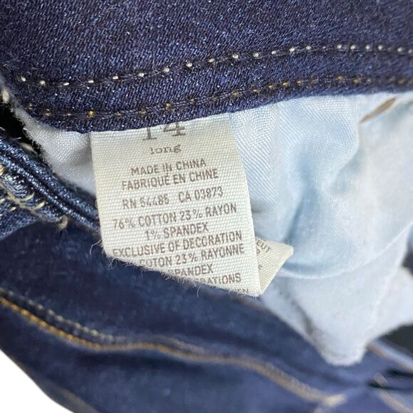 American Eagle Jeans Womens 14 Long Bootcut Slim Boot Denim Stretch Dark Wash - Picture 12 of 13